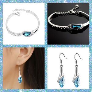 Simply Elegant Ocean Blue Bracelet & Earrings Set